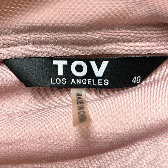 TOV Zipper Tunic Top Size‎ 40 Medium Pink Velvet Asymmetrical Hem Long Sleeve - Picture 12 of 13